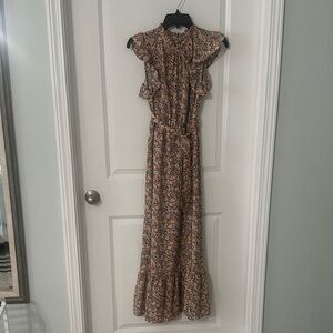 Floral Ruffle Sleeve Maxi Dress